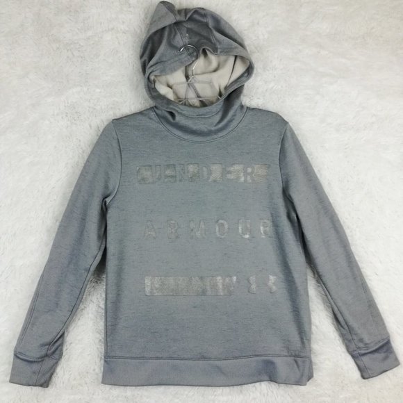 Under Armour‎ Womens Hoodie Sweatshirt Loose Cowl Neck Coldgear Gray Metallic S - Picture 1 of 12